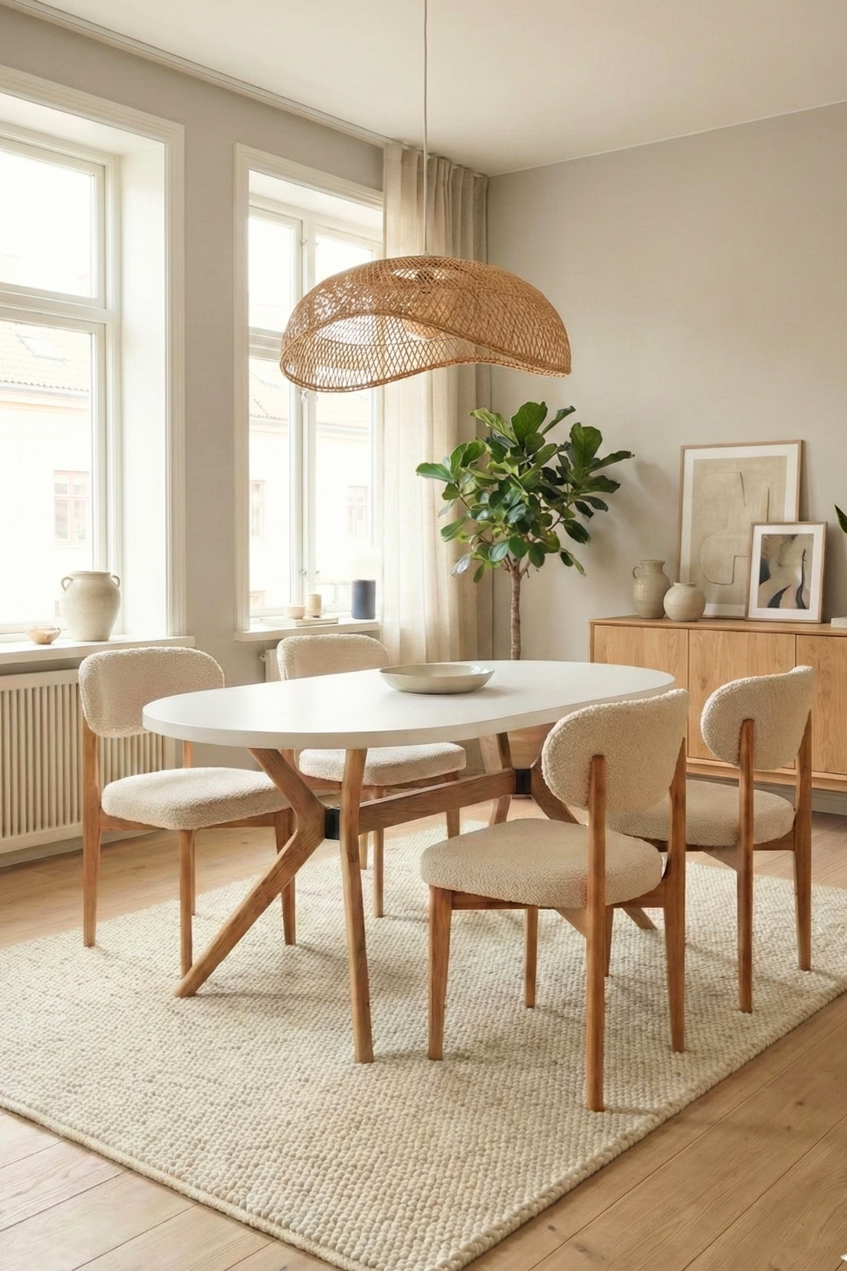 Adel Natural Beyaz 80x130 cm Oval 4 Kişilik Ahşap Yemek Masası Takımı – Natural Beyaz Renk