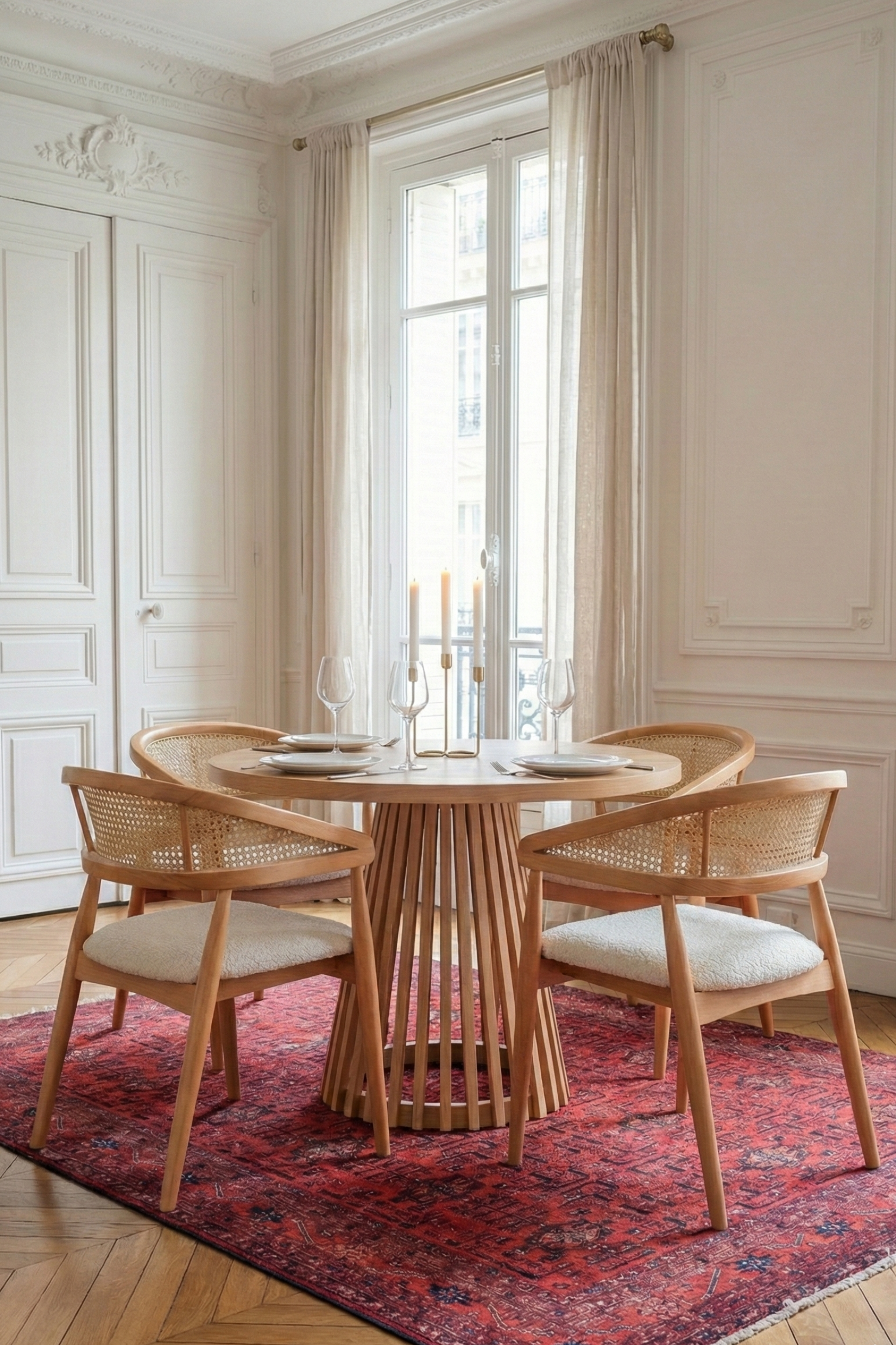 Albert Naturel Ahşap 4 Sandalyeli Mutfak Masa Takımı 100x100 –  İskandinav Masa Takımı