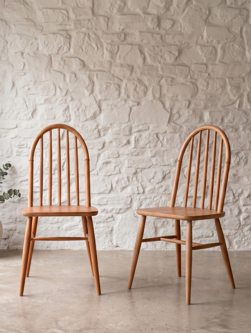 woodenbend, Laura 2'li Naturel Amerikan Sandalye | Klasik Fırınlanmış Kayın Ağacı Ahşap Sandalye