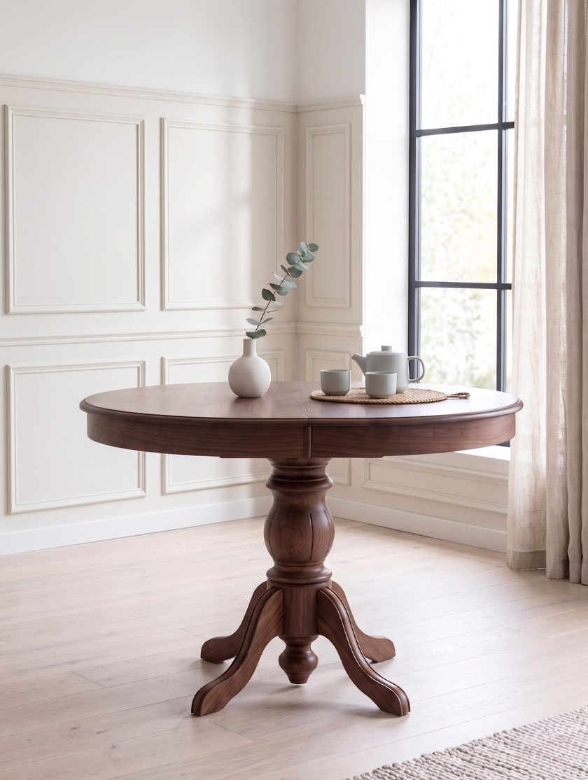 woodenbend, Ronya Ceviz Oval Açılır Masa 80x120 – 80x150 cm | İskandinav Bohem Ahşap Yemek Masası
