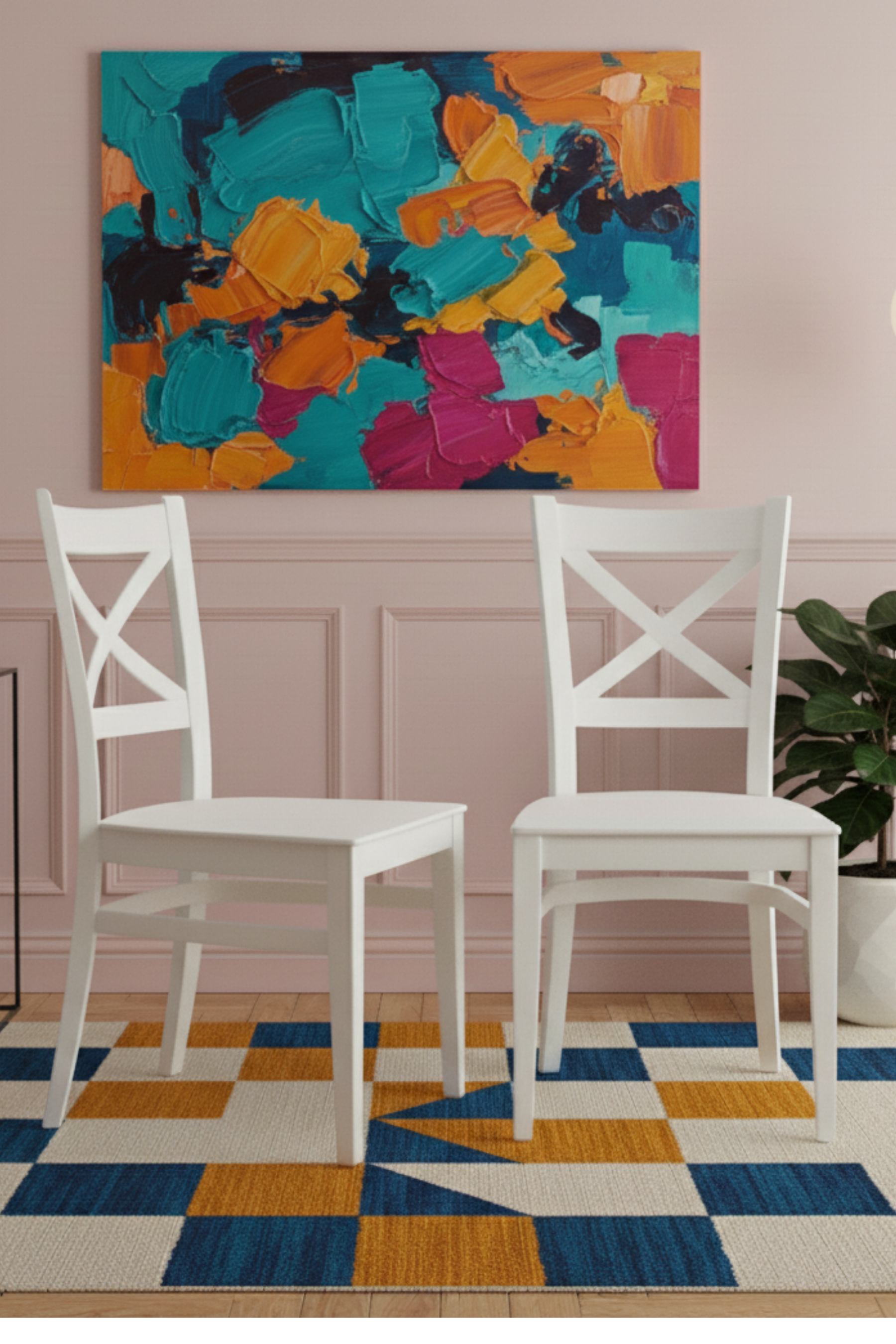 Woodenbend Bodrum Beyaz Ahşap Sandalye – Doğal Kayın Ağacı 2 Adet