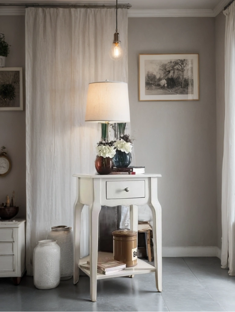 Woodenbend Bonamy Ahşap Beyaz Komodin