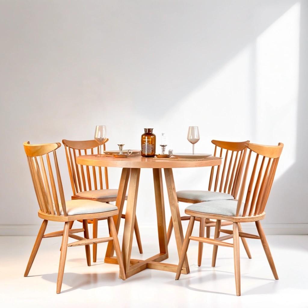Woodenbend Layla Natural Ahşap Masa Sandalye Takımı