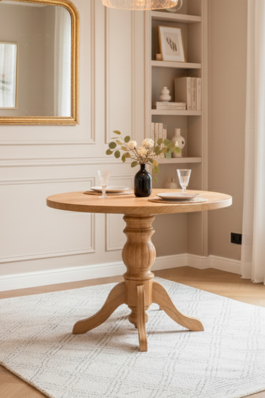 Woodenbend Lores Natural 100 cm Yuvarlak Yemek Masası – Bohem & İskandinav Tarz