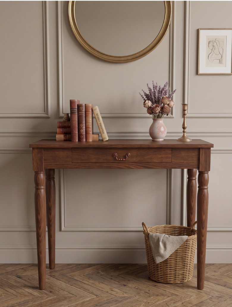 woodenbend, Woodenbend Marine Ceviz Dresuar 100x38x80 cm | Klasik Ahşap Antre ve Hol Dresuarı