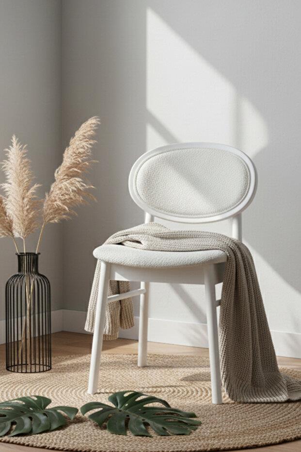 Woodenbend Medin Beyaz Lake Döşemeli Kayın Ağacı Sandalye Modern İskandinav