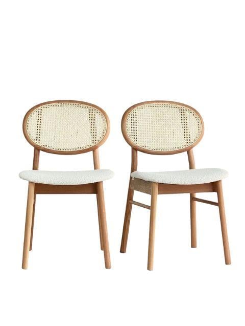 Woodenbend Medin Naturel Ahşap Hazeranlı Sandalye ( 2 adet )