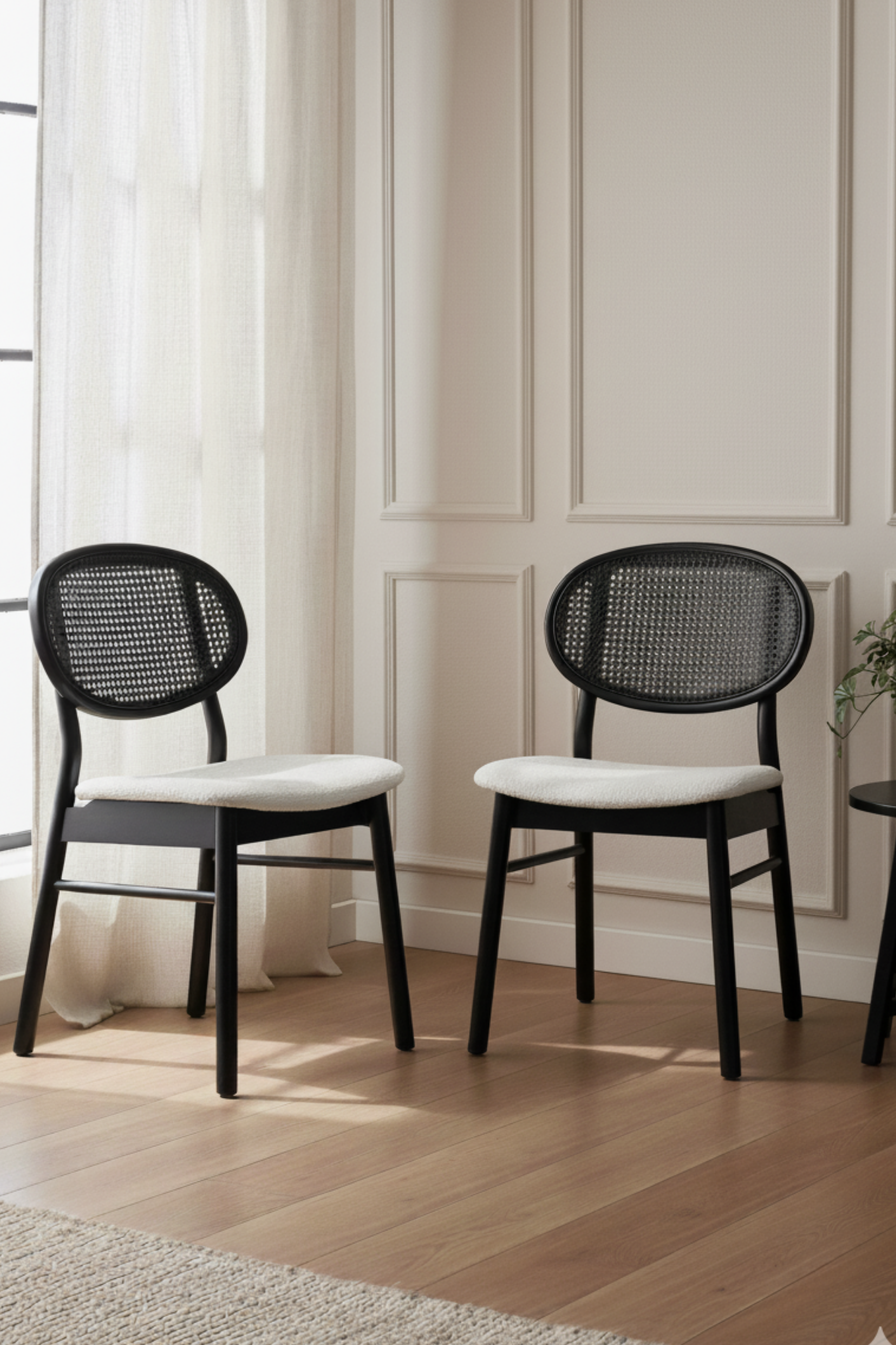 Woodenbend Medin Siyah Ahşap Hazeranlı Sandalye – Doğal Kayın Ağacı 2 Adet