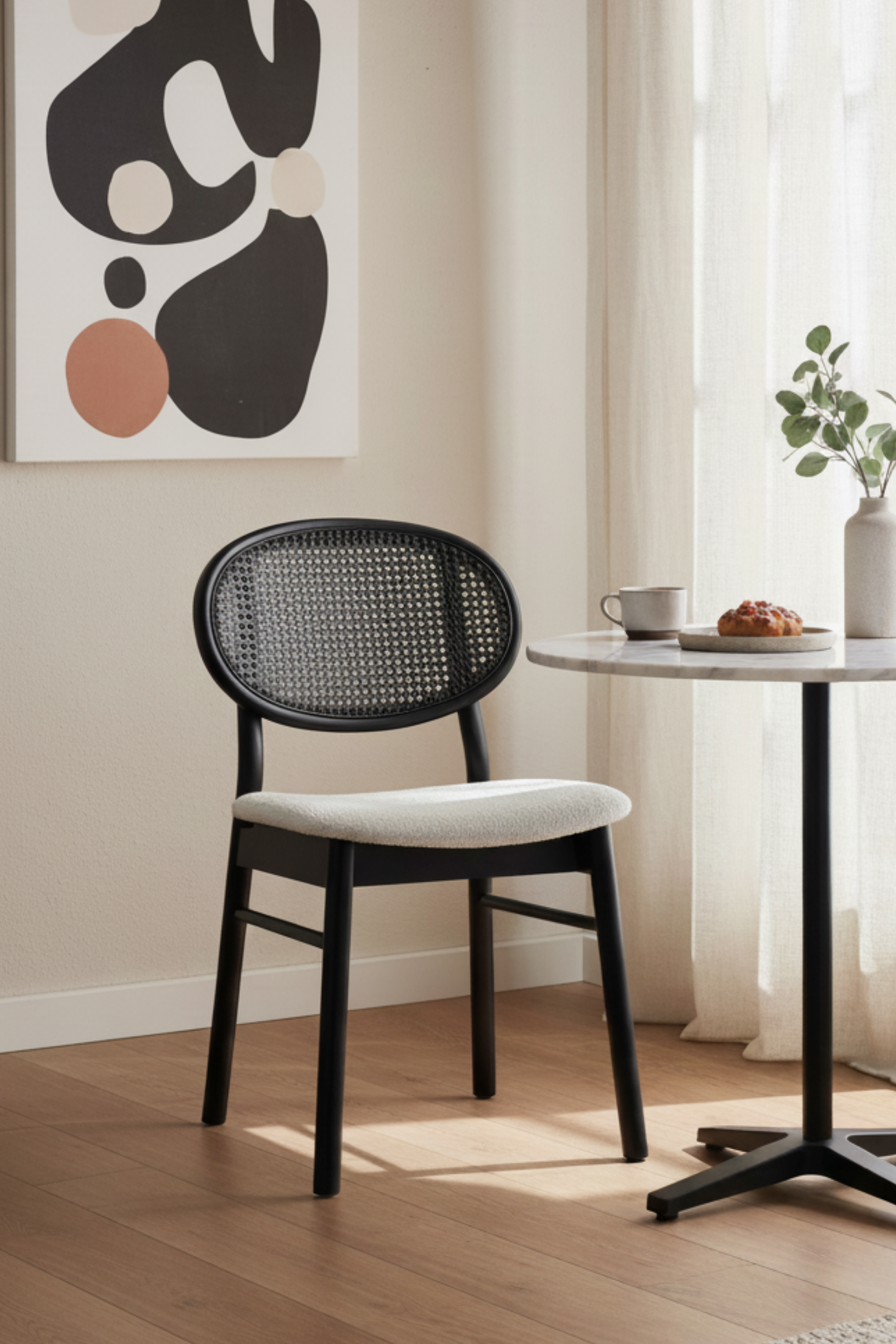 Woodenbend Medin Siyah Ahşap Hazeranlı Sandalye – Doğal Kayın Ağacı