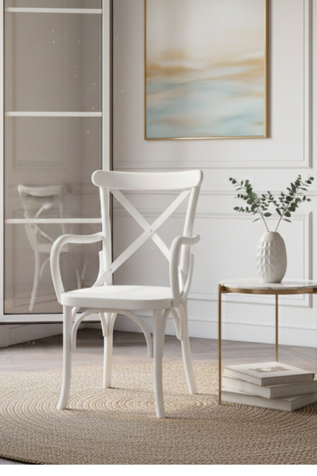 Woodenbend Milano Thonet Beyaz Ahşap Kayın Sandalye –Ahşap Detaylı El İşçiliği
