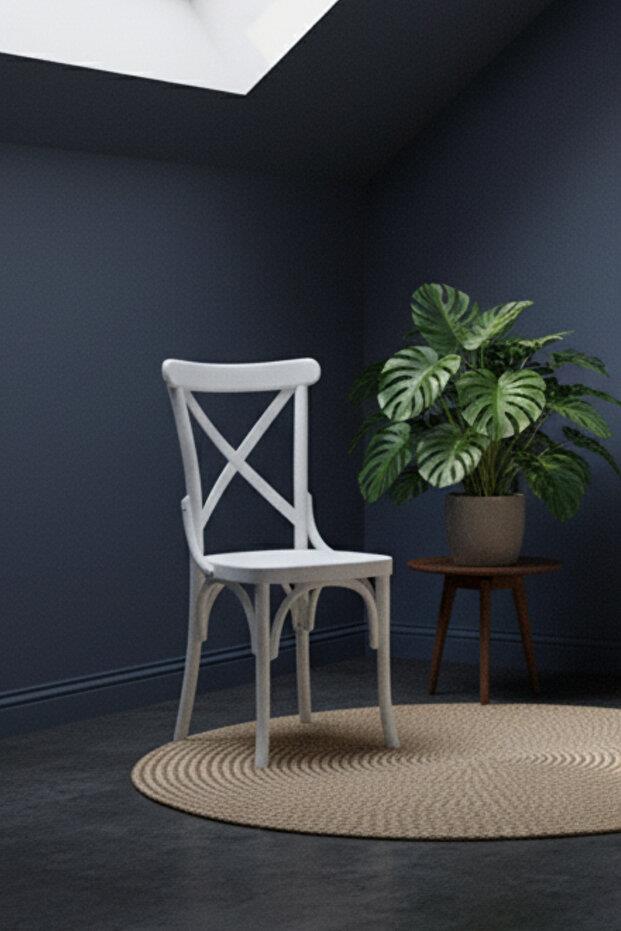 Woodenbend Milano Thonet Beyaz Ahşap Kayın Ağacı Sandalye –Ahşap Detaylı El İşçiliği