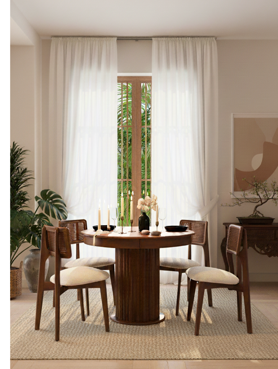 Woodenbend Mirla Ceviz Rengi Açılır Masa Takımı 100x100 cm – Açılınca 100x130 cm, Modern Tasarım