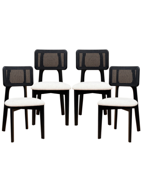 Woodenbend Mirla Hazeranlı Siyah Hazeran Siyah Sandalye ( 4 Adet )