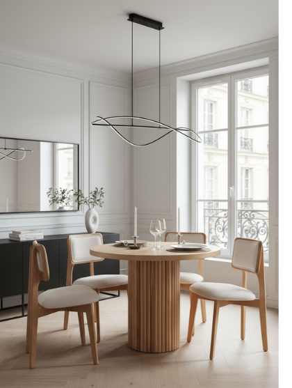 Woodenbend Mirla Natural Ahşap Masa Takımı 100x100 cm – 4 Mirla Döşemeli Sandalyeli Modern Set