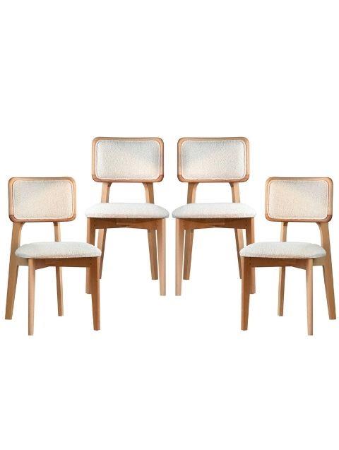 Woodenbend Mirla Naturel Ahsap Döşemeli Sandalye 4 Adet