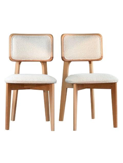 Woodenbend Mirla Naturel Ahsap Döşemeli Sandalye 2 Adet 