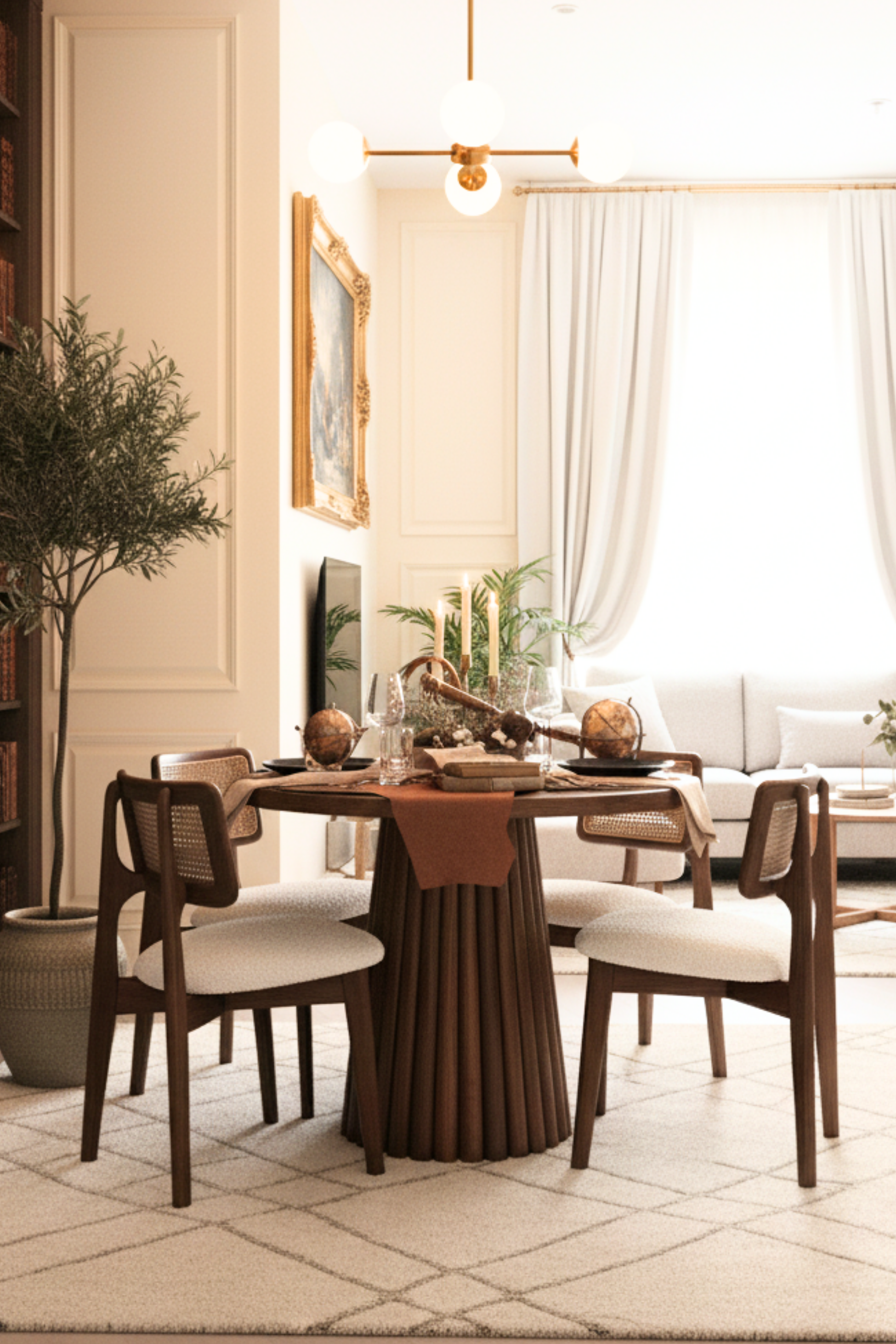 Woodenbend Monaco Ceviz Rengi 100 cm Ahşap Yemek Masası Takımı – Hazeran Sandalyeli 4 Kişilik Masa Seti