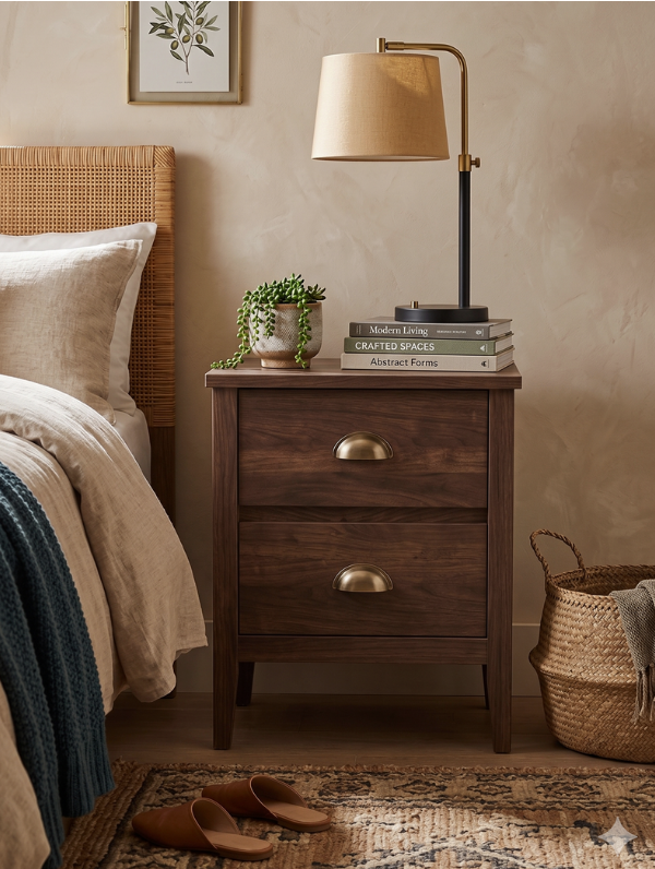 Woodenbend Mono Ahşap Ceviz Rustik Komodin Country Klasik Tarz El İşçiliği