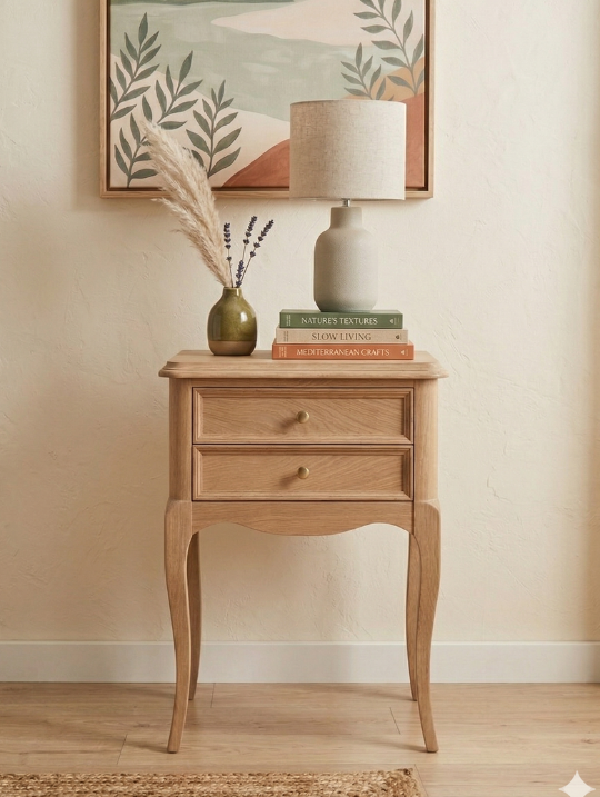 Woodenbend Oslo Ahşap Naturel Rustik Komodin Yüksek Ayaklı Dekoratif Country Klasik Tarz 