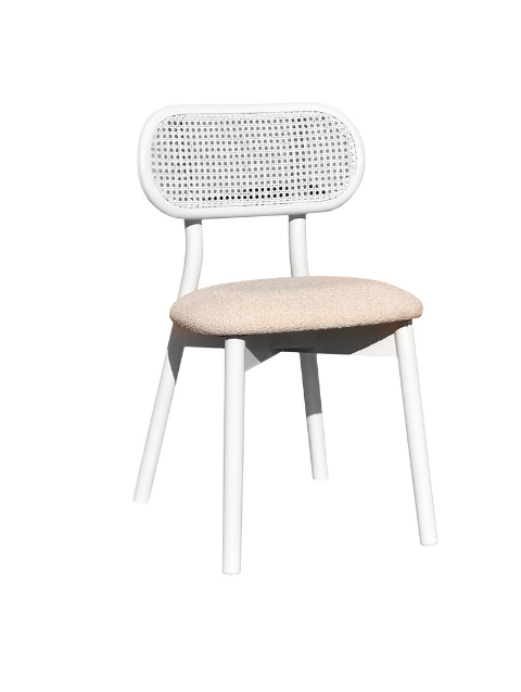 Woodenbend Troy Beyaz Ahşap Beyaz Hazeranlı Sandalye