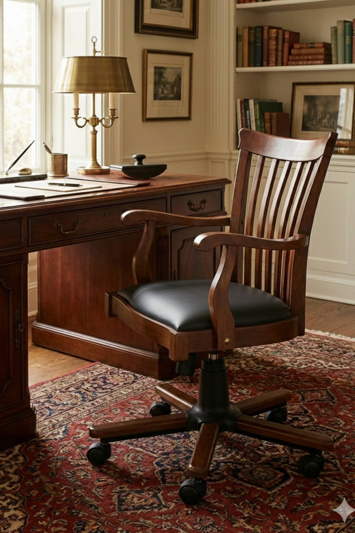 Woodenbend  Venetto Ceviz Rengi Kapitone Suni Deri Ofis Sandalyesi – Kayın İskelet Zamansız Stil