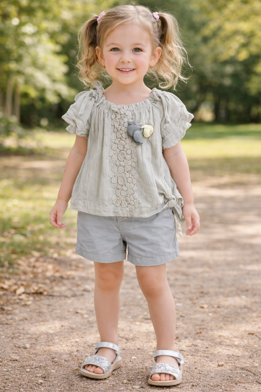 Kız Çocuk Bluz-Şort 2li Takım 