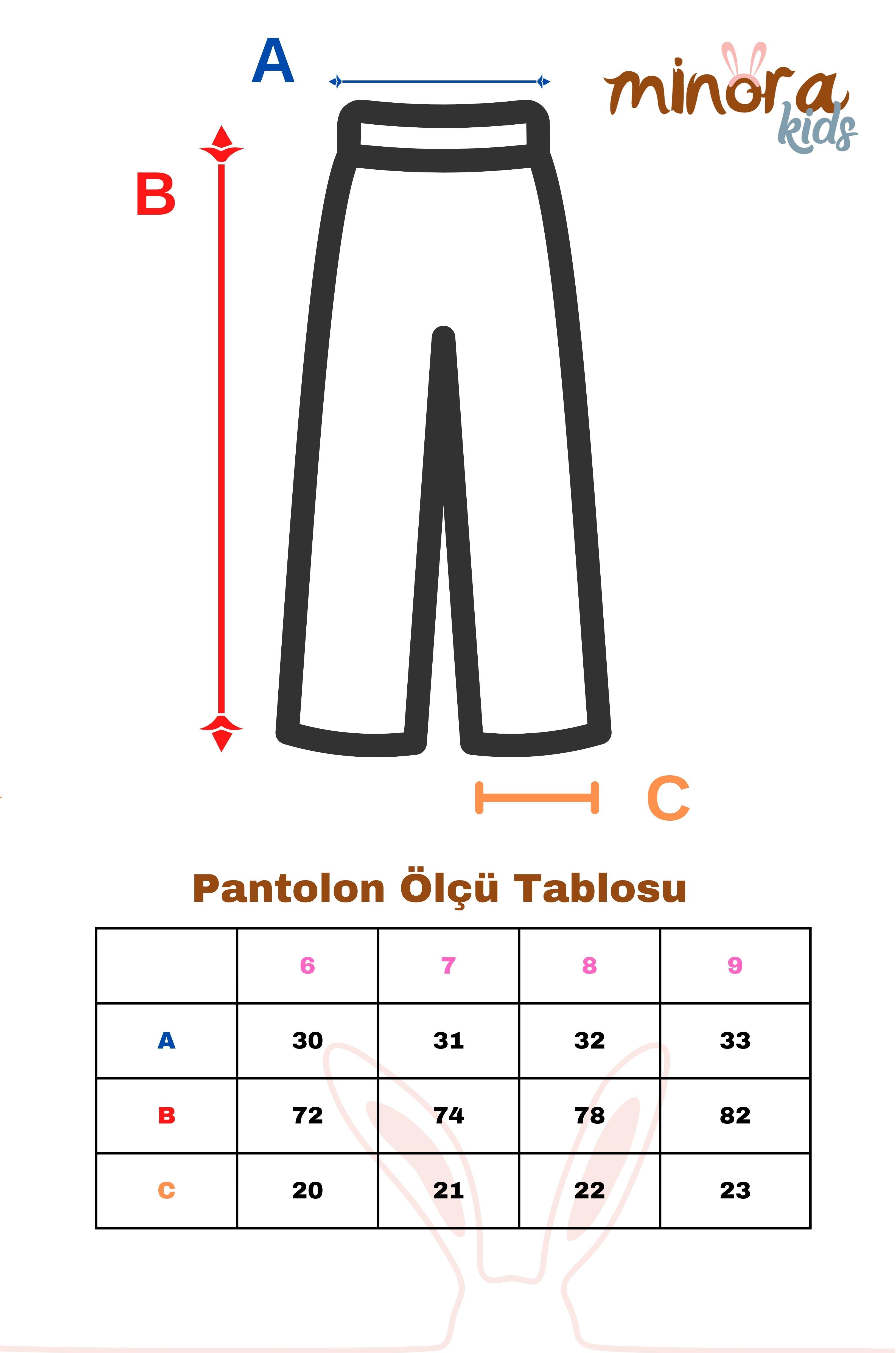 Kız Çocuk Triko Bol Paça,Beli Lastikli Pantolon 6-9 Yaş  GRİ