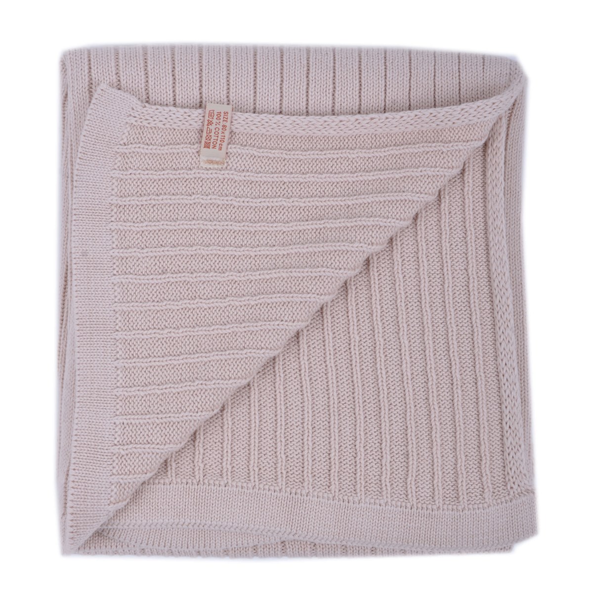 Pamuk 80x110cm Triko Fitilli  Bebek Battaniyesi Pudra