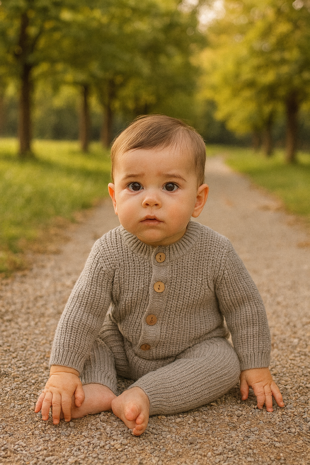 Şık Unisex Triko Selanik Tulum Bej