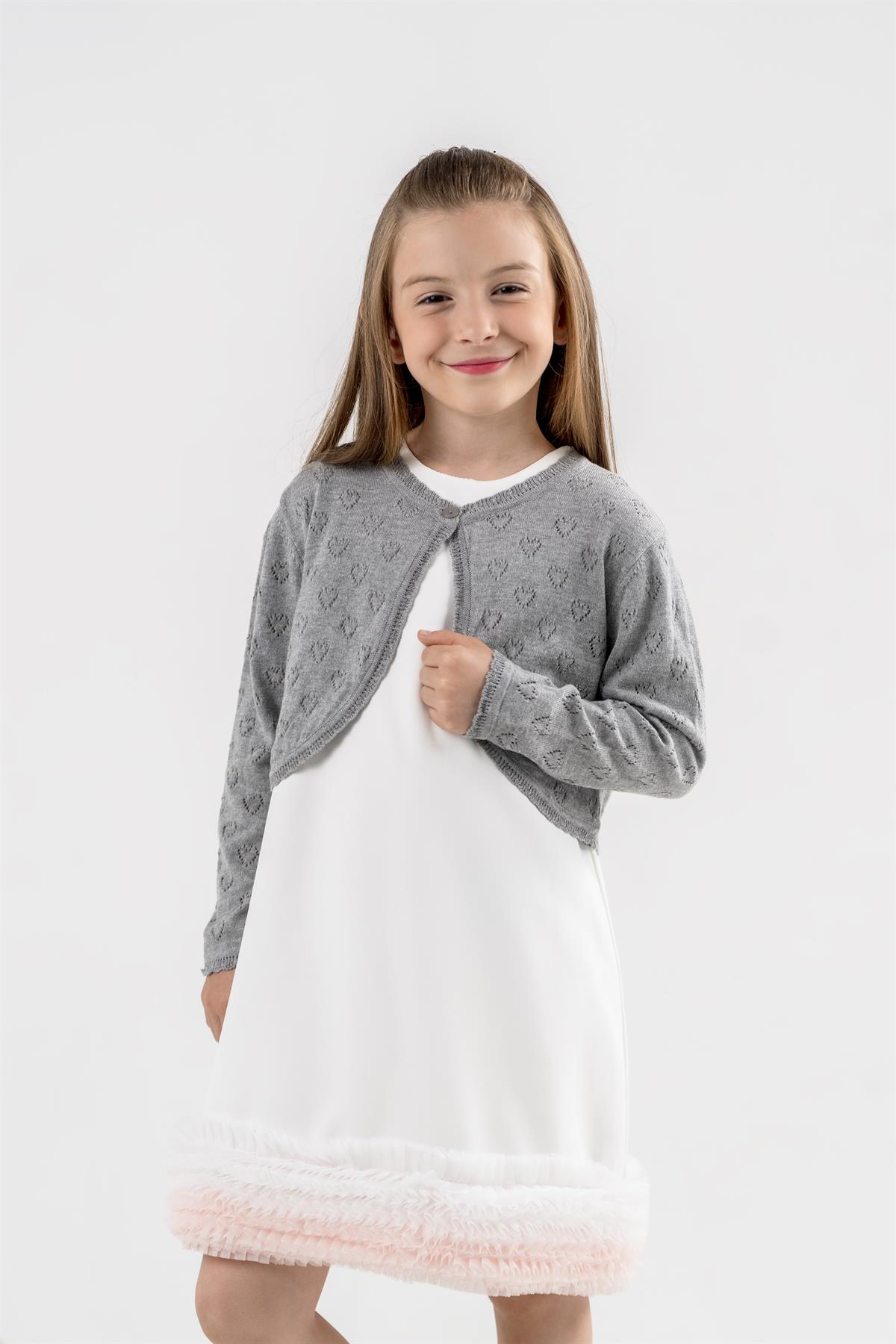 Triko Kalp Ajur Bolero GRİ