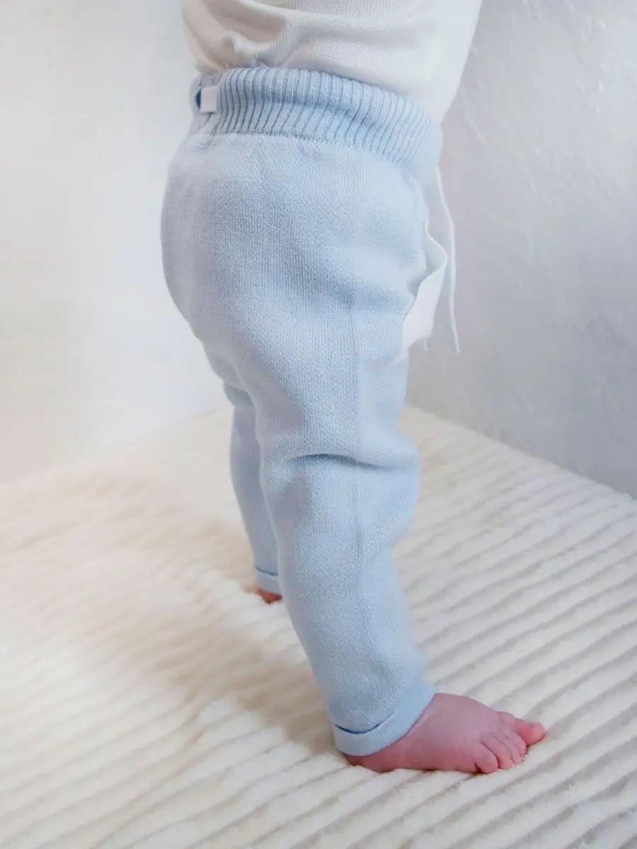 Triko Kışlık Bebek Cep Detaylı Beli Lastikli  Pantalon Bebe Mavi