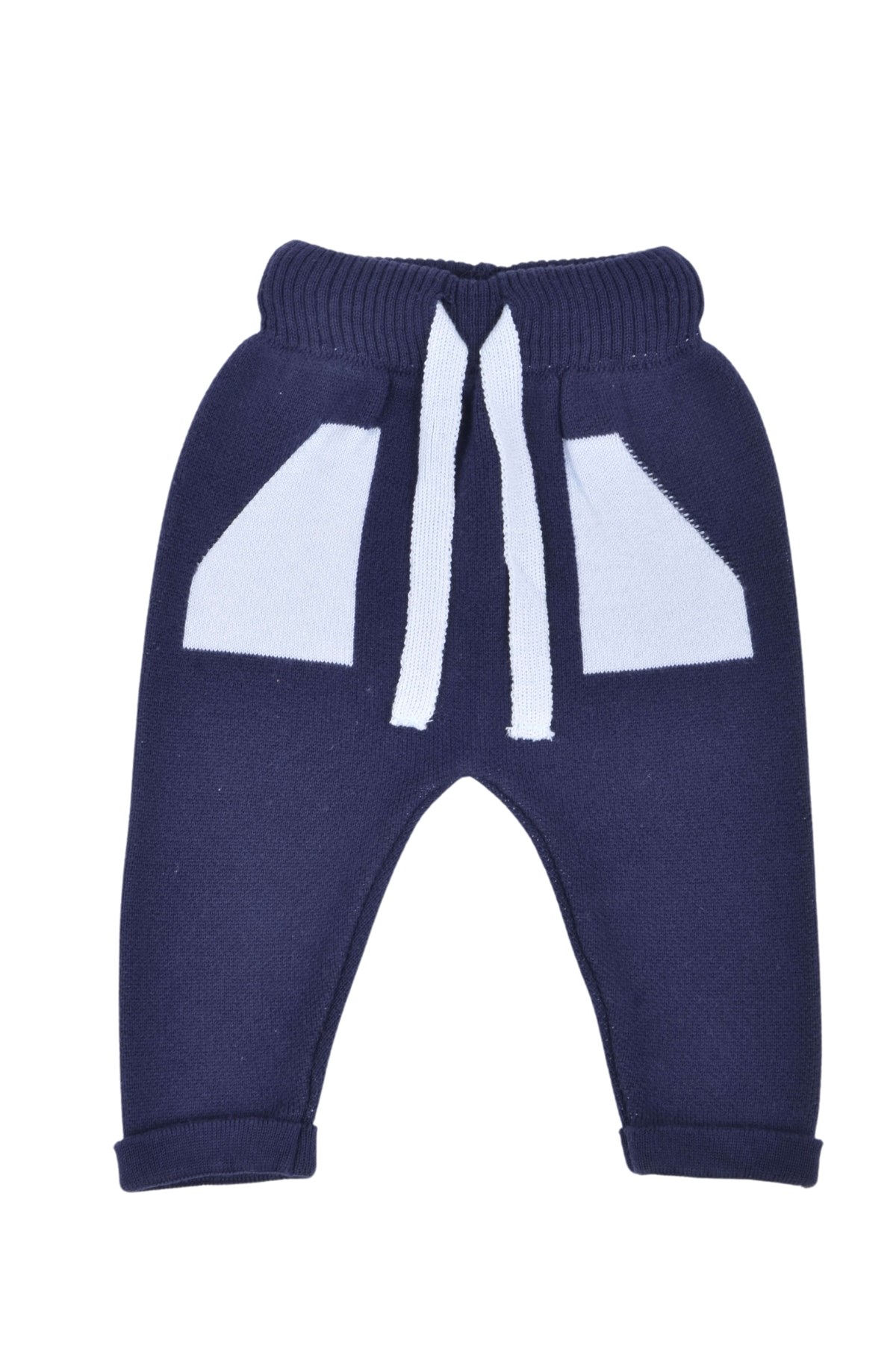 Triko Kışlık Bebek Cep Detaylı Beli Lastikli  Pantalon Lacivert