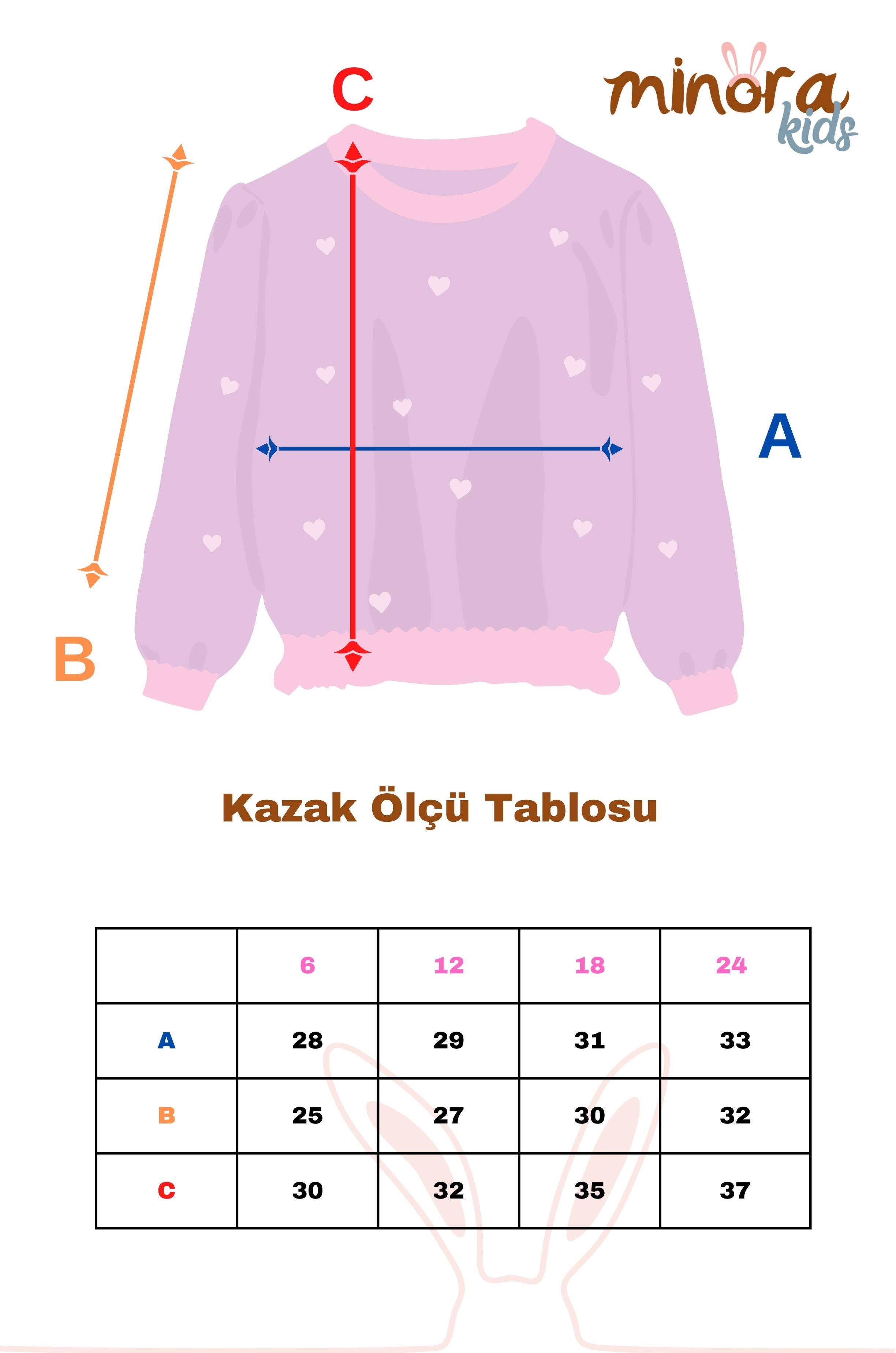 Triko Oversize Selanik Örgü Nakışlı Bebek Kazak Pudra