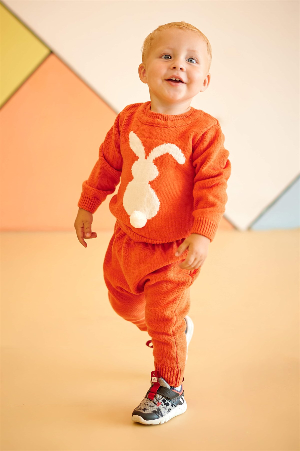 Yumuşak Minora Turuncu Triko Tavşan 2li Takım