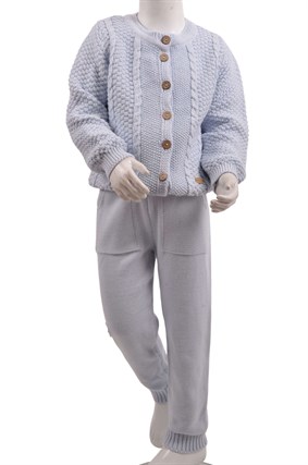  Saç Örgü Triko Alt-Üst Takım Bebemavi  2-5yaş