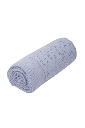Bebe Mavi  80x110cm Triko Bebek Battaniyesi %50 Pamuk,%50 Akrilik