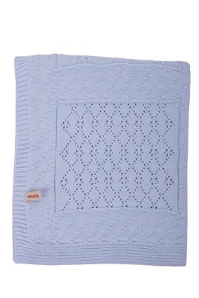 Bebe Mavi  80x110cm Triko Bebek Battaniyesi %50 Pamuk,%50 Akrilik