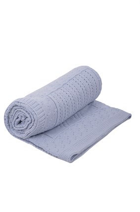 Bebe Mavi  80x110cm Triko Bebek Battaniyesi %50 Pamuk,%50 Akrilik