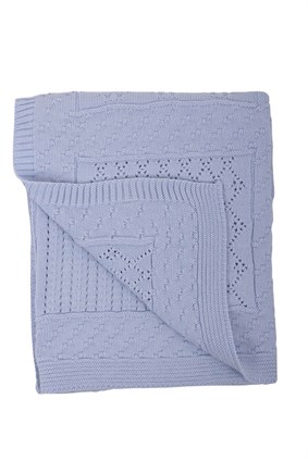 Bebe Mavi  80x110cm Triko Bebek Battaniyesi %50 Pamuk,%50 Akrilik