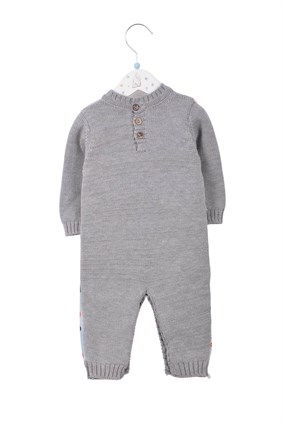 Geyik Baskı Triko Tulum GRİ 