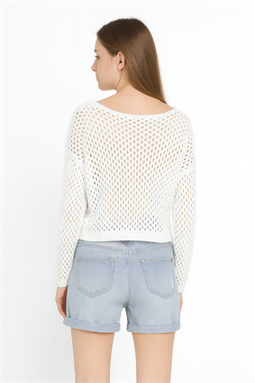 Kadın %100 Pamuk Ajurlu Kazak