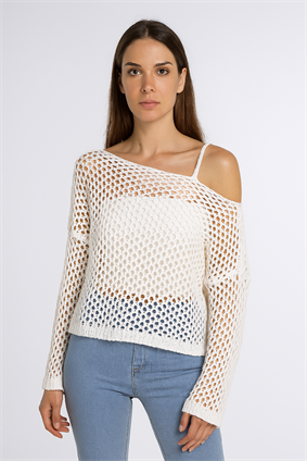 Kadın Omuz Askılı Ajurlu Kazak Kemik 