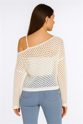 Kadın Omuz Askılı Ajurlu Kazak Kemik 