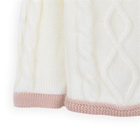 Kalın Triko Yürütme Desen Tek Bant Hırka Kemik