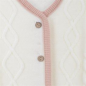 Kalın Triko Yürütme Desen Tek Bant Hırka Kemik