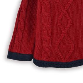 Kalın Triko Yürütme Desen Tek Bant Hırka KIRMIZI