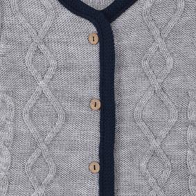 Kalın Triko Yürütme Desen Tek Bant Hırka GRİ