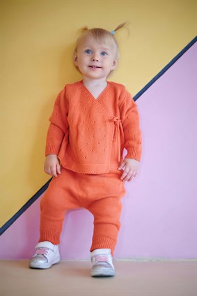 Kışlık Triko Kruvaze Takım Oranj