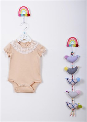 Kız Bebek Dantelli Zıbın BEJ