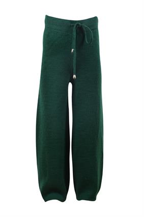 Kız Çocuk Triko Bol Paça,Beli Lastikli Pantolon 6-9 Yaş Yeşil